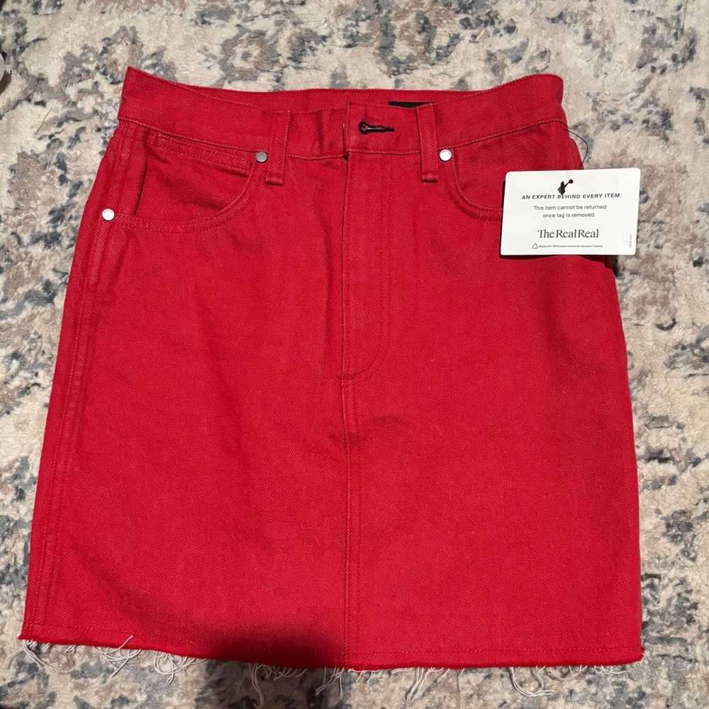 Rag & Bone red denim mini skirt